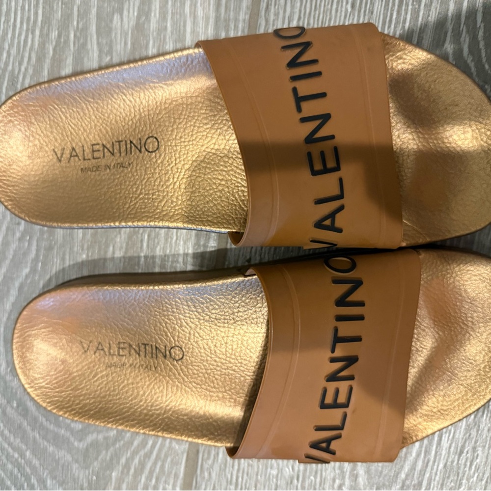 Mario Valentino Iride Copper Slides Logo lettering Size 40